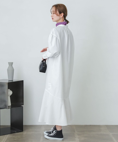 SENSE OF PLACE by URBAN RESEARCH(センスオブプレイスバイアーバンリサーチ)の「ボリュームスリーブマーメイドワンピース(シャツワンピース・レディース・ブラック/オフホワイト・ONE)」の18枚目の写真