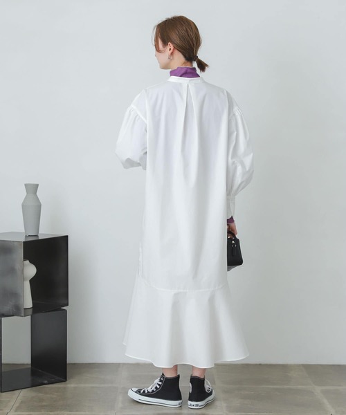 SENSE OF PLACE by URBAN RESEARCH(センスオブプレイスバイアーバンリサーチ)の「ボリュームスリーブマーメイドワンピース(シャツワンピース・レディース・ブラック/オフホワイト・ONE)」の19枚目の写真