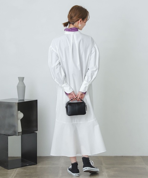 SENSE OF PLACE by URBAN RESEARCH(センスオブプレイスバイアーバンリサーチ)の「ボリュームスリーブマーメイドワンピース(シャツワンピース・レディース・ブラック/オフホワイト・ONE)」の20枚目の写真