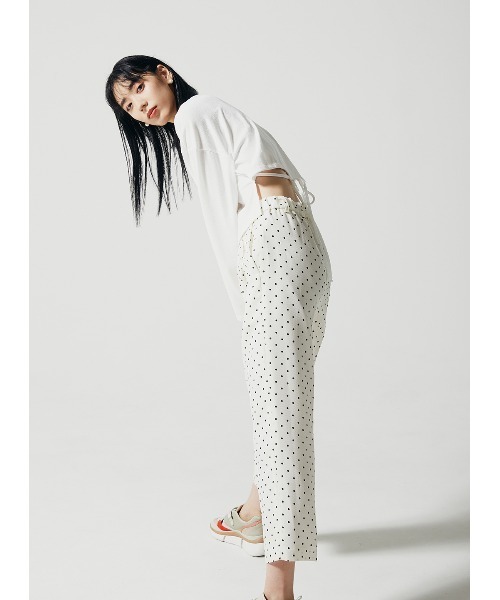 COEL（コエル）の「ドットタックパンツ（スラックス・レディース・ホワイト/ブラック・38/36）」の6枚目の写真