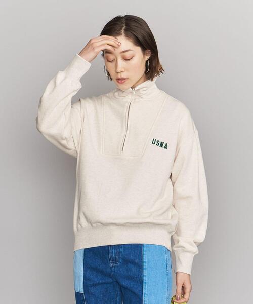 BEAUTY&YOUTH UNITED ARROWS（ビューティーアンドユースユナイテッドアローズ）の「BY コットン裏毛 ハーフスキッパー スウェット プルオーバー -ウォッシャブル-◆（スウェット・レディース・グレー/ネイビー/オフホワイト・FREE）」の4枚目の写真