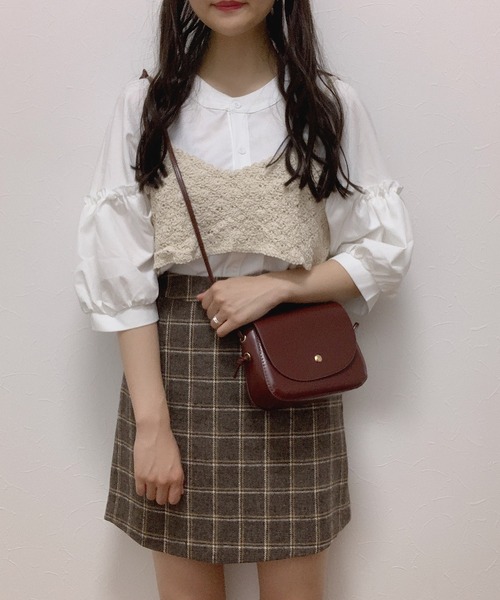 Cham.（チャム）の「台形チェックスカート（スカート・レディース・ブラウン・F）」の2枚目の写真