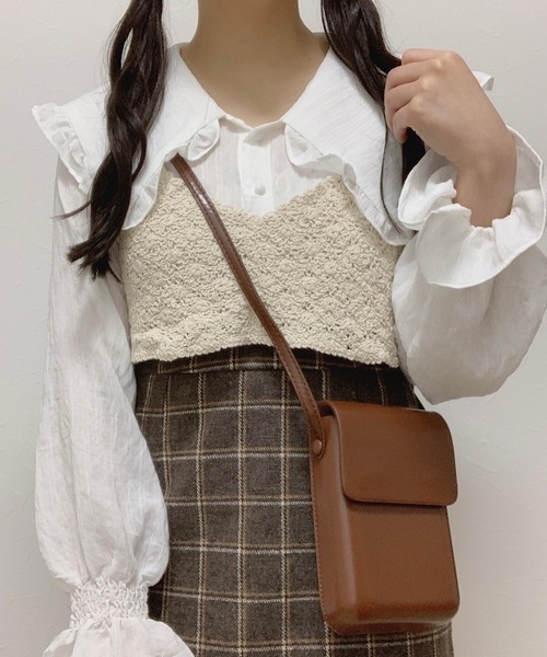 Cham.（チャム）の「台形チェックスカート（スカート・レディース・ブラウン・F）」の3枚目の写真