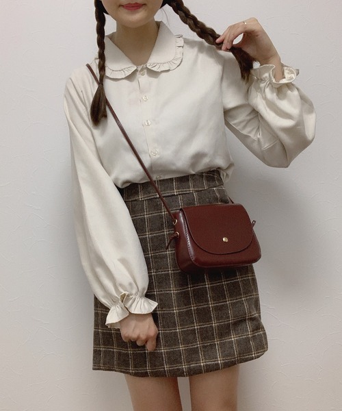 Cham.（チャム）の「台形チェックスカート（スカート・レディース・ブラウン・F）」の6枚目の写真