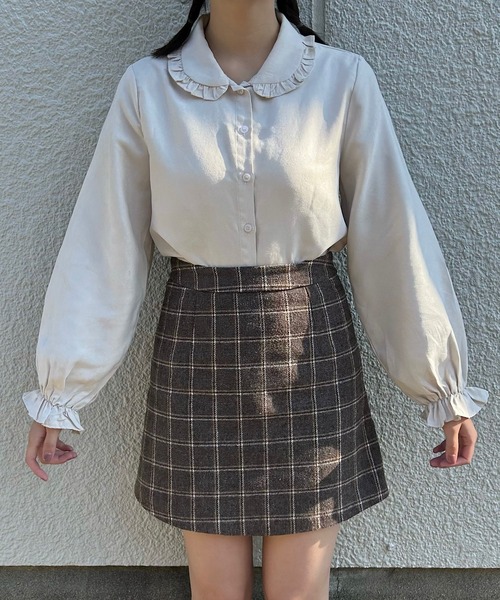 Cham.（チャム）の「台形チェックスカート（スカート・レディース・ブラウン・F）」の22枚目の写真