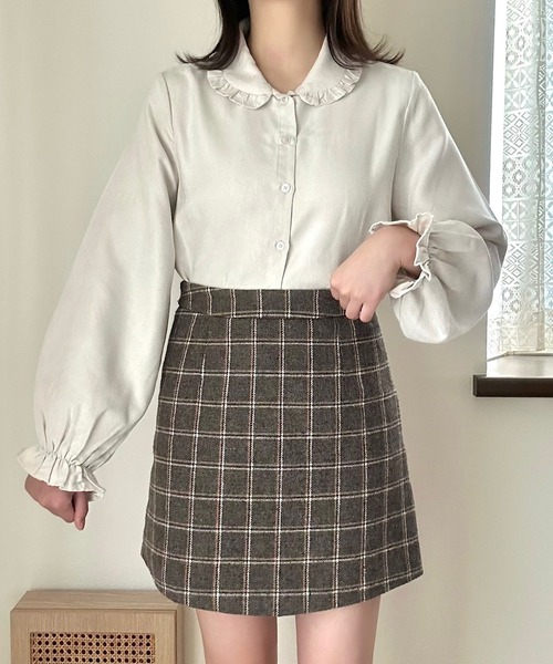 Cham.（チャム）の「台形チェックスカート（スカート・レディース・ブラウン・F）」の19枚目の写真