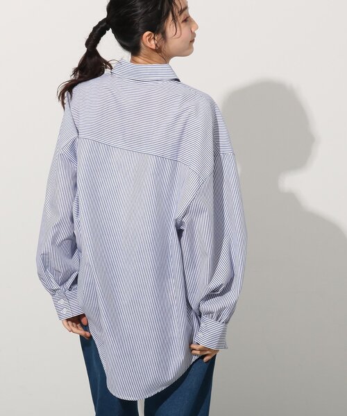 Cutie Blonde(キューティーブロンド)の「◆細ラインのストライプBIGシャツ(シャツ/ブラウス・レディース・グリーン系その他4/ライトグレー系2/ネイビー系2/ピンク系・00)」の20枚目の写真
