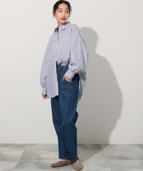 Cutie Blonde(キューティーブロンド)の「◆細ラインのストライプBIGシャツ(シャツ/ブラウス・レディース・グリーン系その他4/ライトグレー系2/ネイビー系2/ピンク系・00)」の21枚目の写真