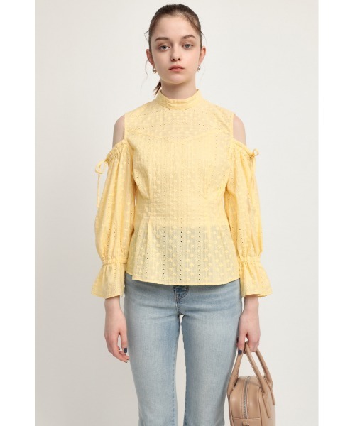 SLY(スライ)の「OPEN SHOULDER LACE STAND TOPS オープンショルダー レース スタンド トップス(シャツ/ブラウス・レディース・ホワイト/イエロー/ブラック・FREE)」の14枚目の写真