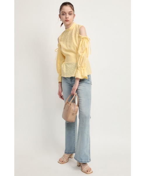 SLY(スライ)の「OPEN SHOULDER LACE STAND TOPS オープンショルダー レース スタンド トップス(シャツ/ブラウス・レディース・ホワイト/イエロー/ブラック・FREE)」の15枚目の写真