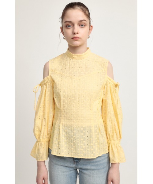 SLY(スライ)の「OPEN SHOULDER LACE STAND TOPS オープンショルダー レース スタンド トップス(シャツ/ブラウス・レディース・ホワイト/イエロー/ブラック・FREE)」の16枚目の写真