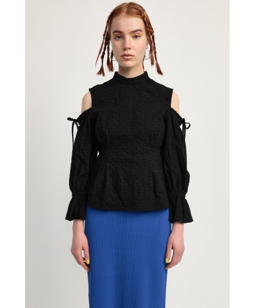 SLY(スライ)の「OPEN SHOULDER LACE STAND TOPS オープンショルダー レース スタンド トップス(シャツ/ブラウス・レディース・ホワイト/イエロー/ブラック・FREE)」の9枚目の写真