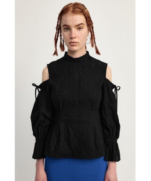 SLY(スライ)の「OPEN SHOULDER LACE STAND TOPS オープンショルダー レース スタンド トップス(シャツ/ブラウス・レディース・ホワイト/イエロー/ブラック・FREE)」の11枚目の写真