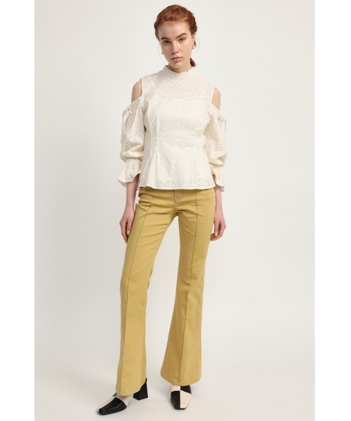 SLY(スライ)の「OPEN SHOULDER LACE STAND TOPS オープンショルダー レース スタンド トップス(シャツ/ブラウス・レディース・ホワイト/イエロー/ブラック・FREE)」の5枚目の写真