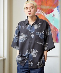 NILWAY | レトロ総柄トロミジョーゼット半袖オーバーサイズバケーションシャツ(シャツ/ブラウス)