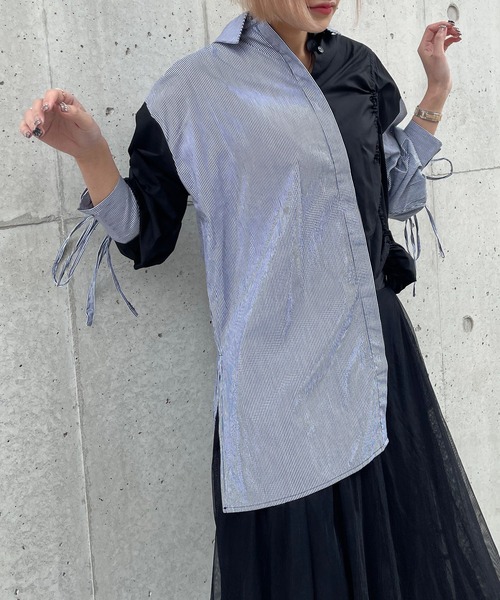 〈新品未使用タグ付〉ETHOSENS アシンメトリーシャツ BLACK 3 希少 アシンメトリーシャツ（シャツ/ブラウス）｜antiqua（アンティカ