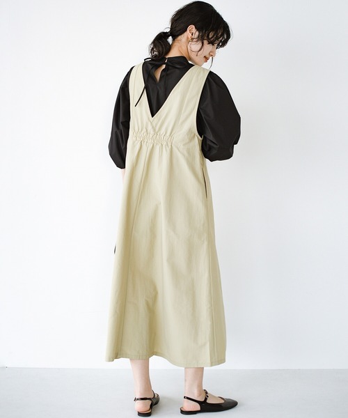 haco!(ハコ)の「洗濯機でじゃぶじゃぶ洗えて乾きやすい!年中使えてこっそり体形カバーできちゃう大人っぽジャンパースカート by que made me(ジャンパースカート・レディース・ブラック/ベージュ・SMALL/MEDIUM/LARGE/X-LARGE)」の10枚目の写真