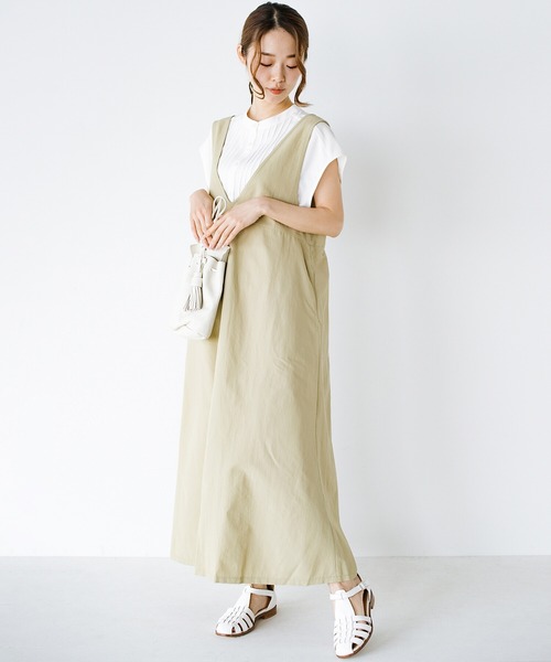 haco!(ハコ)の「洗濯機でじゃぶじゃぶ洗えて乾きやすい!年中使えてこっそり体形カバーできちゃう大人っぽジャンパースカート by que made me(ジャンパースカート・レディース・ブラック/ベージュ・SMALL/MEDIUM/LARGE/X-LARGE)」の20枚目の写真