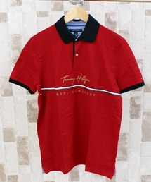 新品 トミーヒルフィガー XL 刺繍ロゴ ストレッチ ポロシャツ 黒 ゴルフにも トミーヒルフィガー XL 刺繍ロゴ ストレッチ ポロシャツ 紺