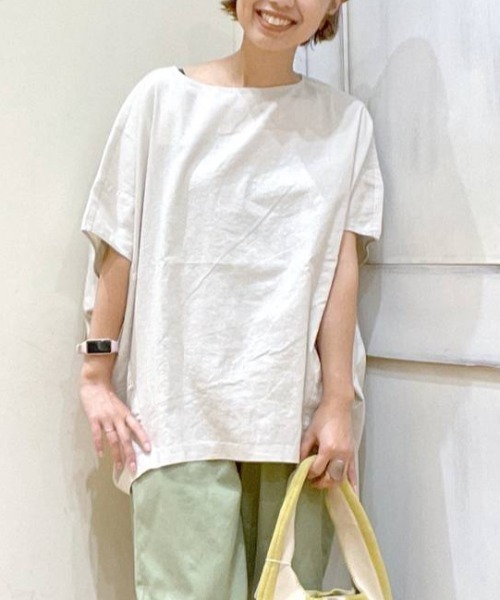 studio CLIP（スタディオクリップ）の「ナチュラルコクーンTシャツブラウス（シャツ/ブラウス・レディース・ライトベージュ/オフホワイト/カーキ/スモーク/ライトグリーン・FREE）」の3枚目の写真