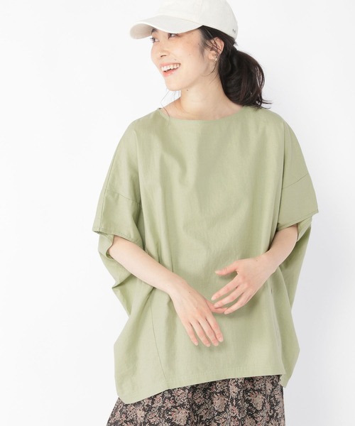 studio CLIP（スタディオクリップ）の「ナチュラルコクーンTシャツブラウス（シャツ/ブラウス・レディース・ライトベージュ/オフホワイト/カーキ/スモーク/ライトグリーン・FREE）」の4枚目の写真