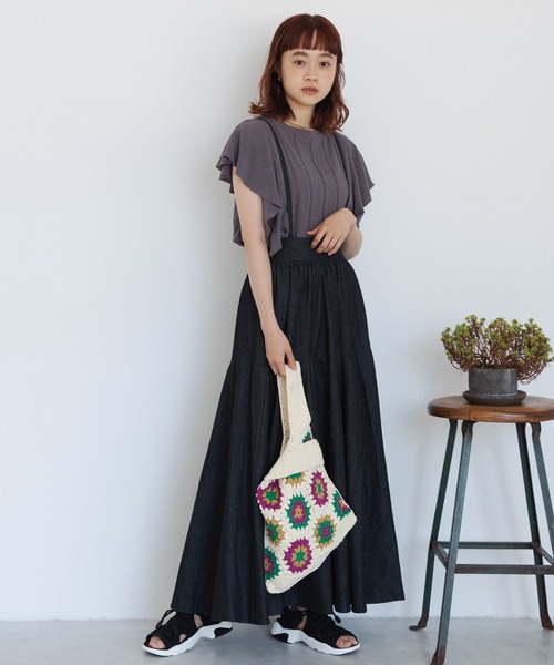 Crisp（クリスプ）の「ラインレースラッフルブラウス（シャツ/ブラウス・レディース・グレー/ピンク・FREE）」の3枚目の写真