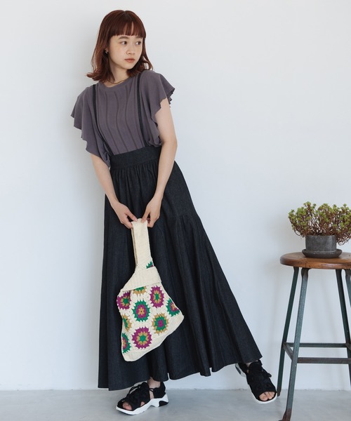 Crisp（クリスプ）の「ラインレースラッフルブラウス（シャツ/ブラウス・レディース・グレー/ピンク・FREE）」の4枚目の写真