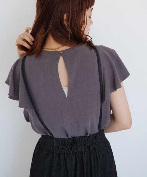 Crisp（クリスプ）の「ラインレースラッフルブラウス（シャツ/ブラウス・レディース・グレー/ピンク・FREE）」の7枚目の写真