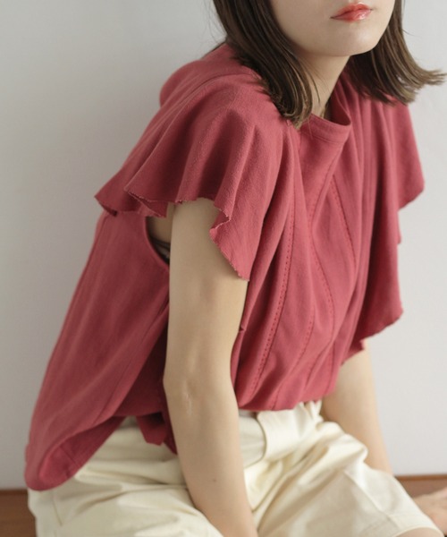 Crisp（クリスプ）の「ラインレースラッフルブラウス（シャツ/ブラウス・レディース・グレー/ピンク・FREE）」の16枚目の写真