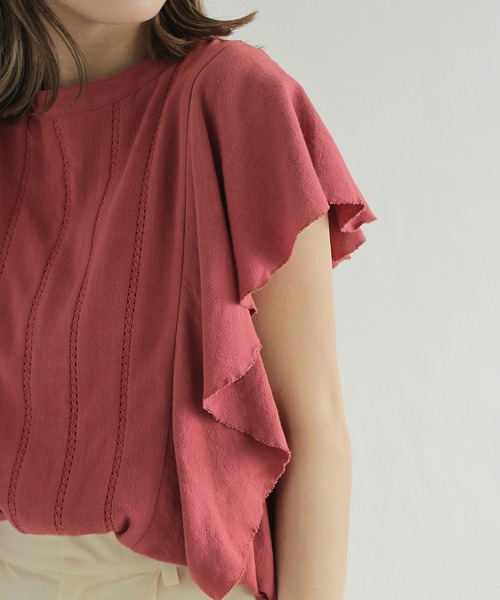 Crisp（クリスプ）の「ラインレースラッフルブラウス（シャツ/ブラウス・レディース・グレー/ピンク・FREE）」の18枚目の写真