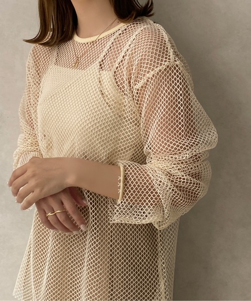 apres jour clair（アプレジュールクレア）の「【apres jour clair】2WAYメッシュカットトップス【ZOZOTOWN限定アイテム】（Tシャツ/カットソー・レディース・アイボリー/オフホワイト・X-LARGE/フリー）」の2枚目の写真