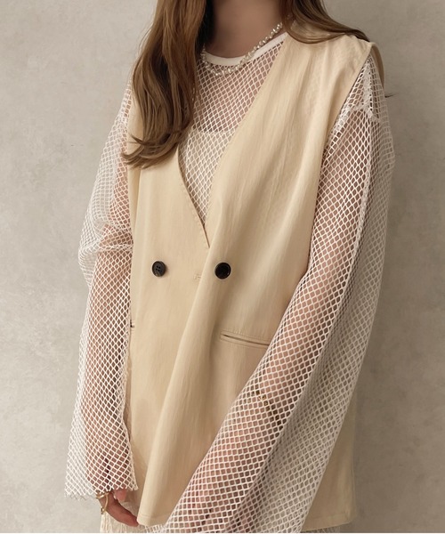 apres jour clair（アプレジュールクレア）の「【apres jour clair】2WAYメッシュカットトップス【ZOZOTOWN限定アイテム】（Tシャツ/カットソー・レディース・アイボリー/オフホワイト・X-LARGE/フリー）」の7枚目の写真