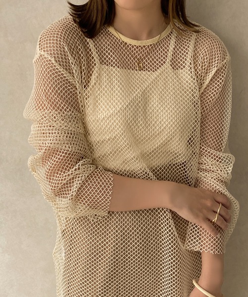 apres jour clair（アプレジュールクレア）の「【apres jour clair】2WAYメッシュカットトップス【ZOZOTOWN限定アイテム】（Tシャツ/カットソー・レディース・アイボリー/オフホワイト・X-LARGE/フリー）」の3枚目の写真