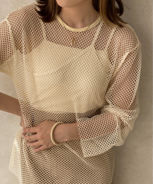 apres jour clair（アプレジュールクレア）の「【apres jour clair】2WAYメッシュカットトップス【ZOZOTOWN限定アイテム】（Tシャツ/カットソー・レディース・アイボリー/オフホワイト・X-LARGE/フリー）」の4枚目の写真