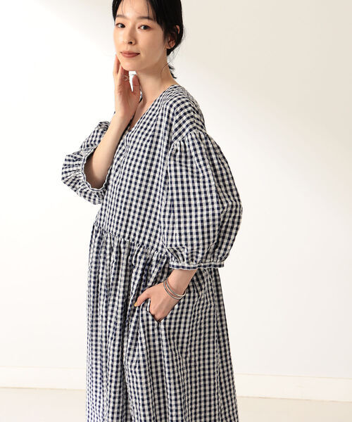 Demi-Luxe BEAMS（デミルクス ビームス）の「Demi-Luxe BEAMS / ギンガムチェック サック ワンピース（ワンピース・レディース・ピンク/ブルー・38/36）」の7枚目の写真