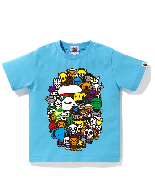 A BATHING APE（アベイシングエイプ）の「MILO A TO Z APE HEAD TEE K（Tシャツ/カットソー・キッズ・ホワイト/ブラック/サックスブルー/イエロー・100/110/120/130/140/90）」の3枚目の写真