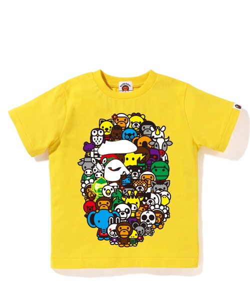 A BATHING APE（アベイシングエイプ）の「MILO A TO Z APE HEAD TEE K（Tシャツ/カットソー・キッズ・ホワイト/ブラック/サックスブルー/イエロー・100/110/120/130/140/90）」の4枚目の写真