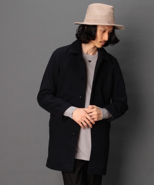 hardcover(ハードカバー)の「hardcover/メルトンWOOLコート(ステンカラーコート・レディース・ネイビー/ブラック・MEDIUM)」の5枚目の写真