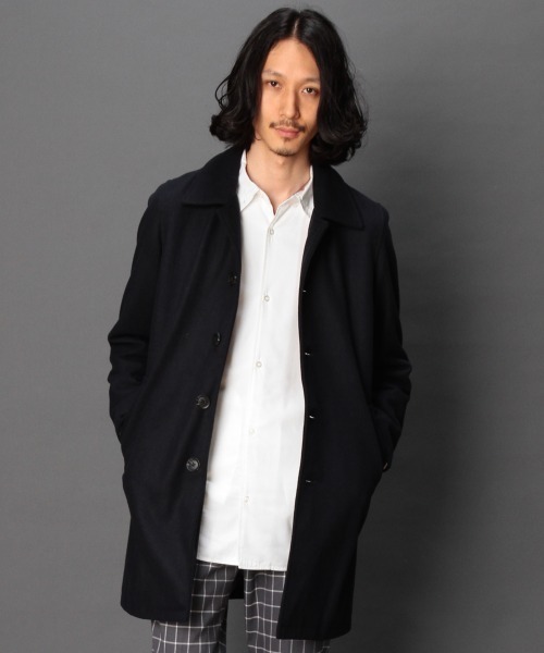 hardcover(ハードカバー)の「hardcover/メルトンWOOLコート(ステンカラーコート・レディース・ネイビー/ブラック・MEDIUM)」の8枚目の写真