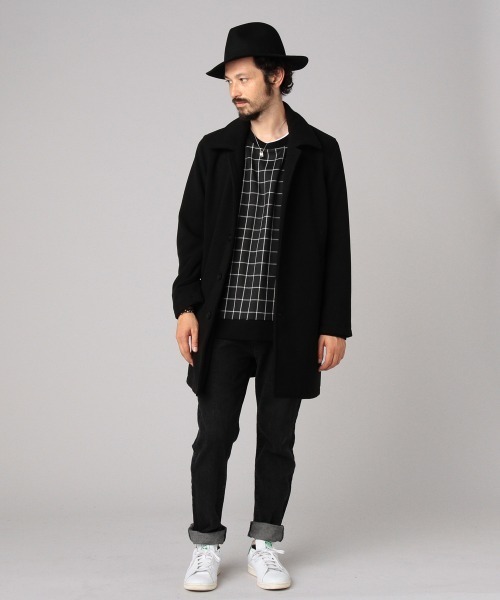 hardcover(ハードカバー)の「hardcover/メルトンWOOLコート(ステンカラーコート・レディース・ネイビー/ブラック・MEDIUM)」の15枚目の写真