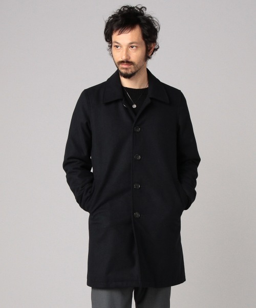 hardcover(ハードカバー)の「hardcover/メルトンWOOLコート(ステンカラーコート・レディース・ネイビー/ブラック・MEDIUM)」の18枚目の写真