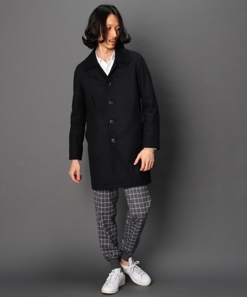 hardcover(ハードカバー)の「hardcover/メルトンWOOLコート(ステンカラーコート・レディース・ネイビー/ブラック・MEDIUM)」の7枚目の写真