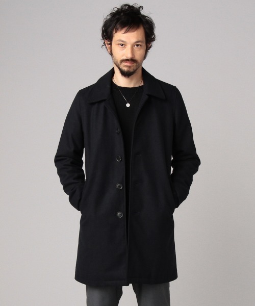 hardcover(ハードカバー)の「hardcover/メルトンWOOLコート(ステンカラーコート・レディース・ネイビー/ブラック・MEDIUM)」の17枚目の写真