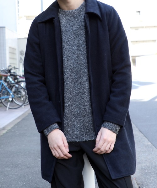 hardcover(ハードカバー)の「hardcover/メルトンWOOLコート(ステンカラーコート・レディース・ネイビー/ブラック・MEDIUM)」の22枚目の写真