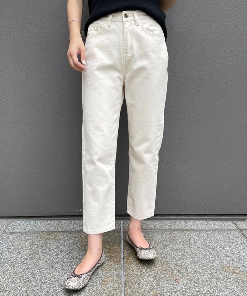 StyleSea(スタイルシー)の「アイボリーデニムストレートパンツ(デニムパンツ・レディース・アイボリー・FREE)」の2枚目の写真