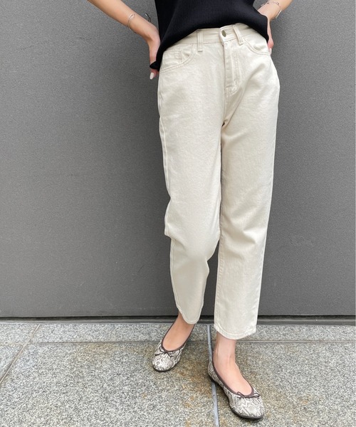 StyleSea(スタイルシー)の「アイボリーデニムストレートパンツ(デニムパンツ・レディース・アイボリー・FREE)」の7枚目の写真