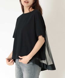 Jines | バックギャザーチュールカットソー【ショート丈Ver】(Tシャツ/カットソー)