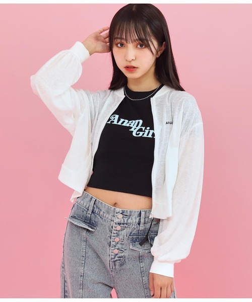 ANAP GiRL(アナップガール)の「スラブシアーブルゾン(ブルゾン・キッズ・ホワイト/ブラック・S/M/XS)」の3枚目の写真