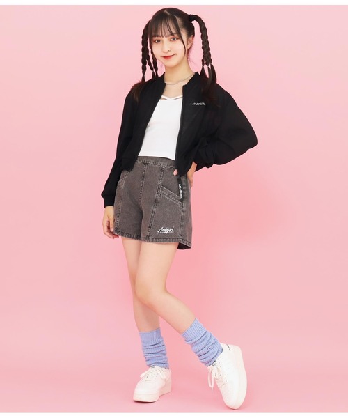ANAP GiRL(アナップガール)の「スラブシアーブルゾン(ブルゾン・キッズ・ホワイト/ブラック・S/M/XS)」の9枚目の写真