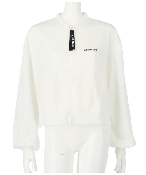 ANAP GiRL(アナップガール)の「スラブシアーブルゾン(ブルゾン・キッズ・ホワイト/ブラック・S/M/XS)」の10枚目の写真